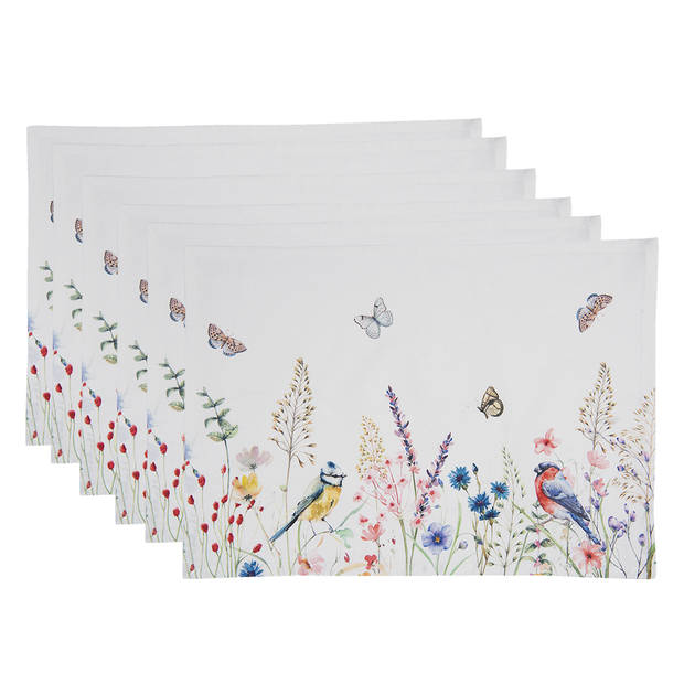 HAES DECO - Set van 6 Placemats - 48x33 cm - 100% Katoen - So Floral