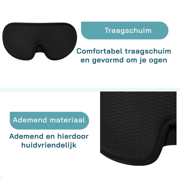 ForDig Ergonomische 3D Slaapmasker - 100% Verduisterend Oogmasker Incl. Opbergetui - Ademend Traagschuim Slaap Masker -