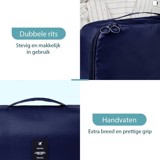 ForDig 8-Delige Packing Cubes (Blauw) - Koffer Organizer Set - Bagage Organizers - Compression Cube Tassen - Travel