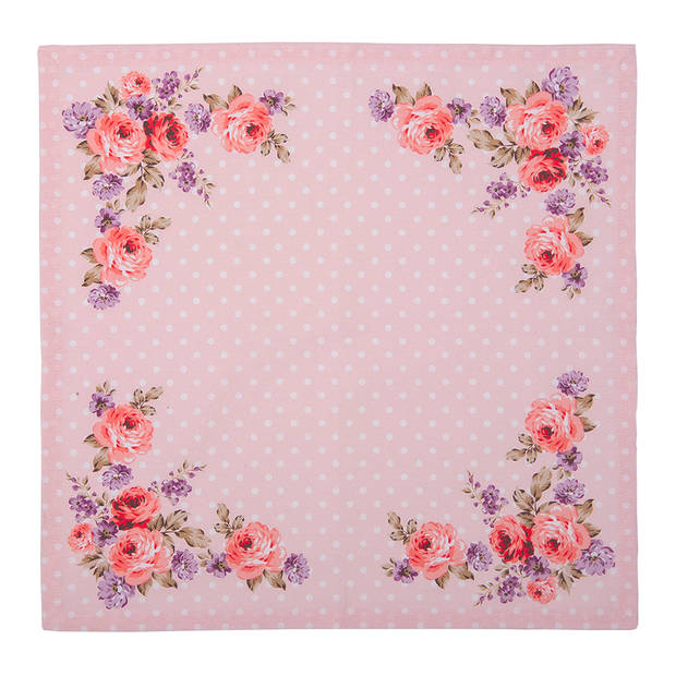 HAES DECO - Set van 6 Servetten (Textiel) - 40x40 cm - 100% Katoen - Dotty Rose