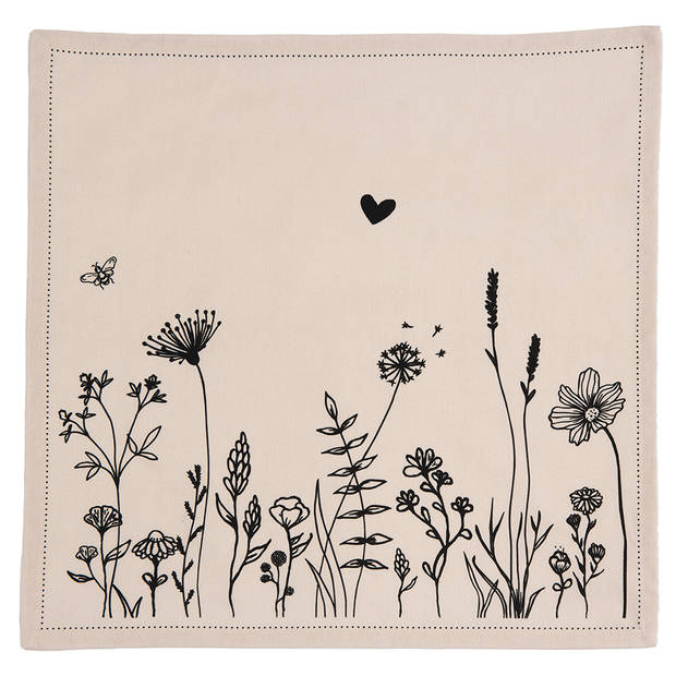 HAES DECO - Set van 6 Servetten (Textiel) - 40x40 cm - 100% Katoen - Flora and Fauna