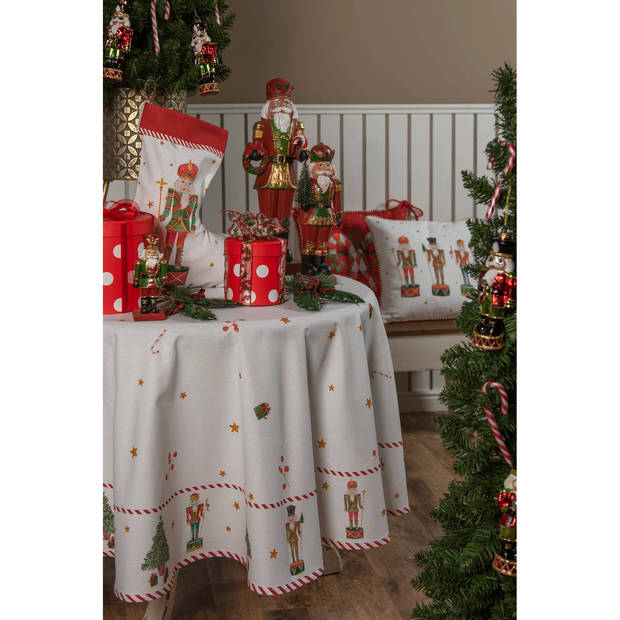 HAES DECO - Ontbijtborden set van 4 - Formaat Ø 20x2 cm - Porselein - Happy Little Christmas
