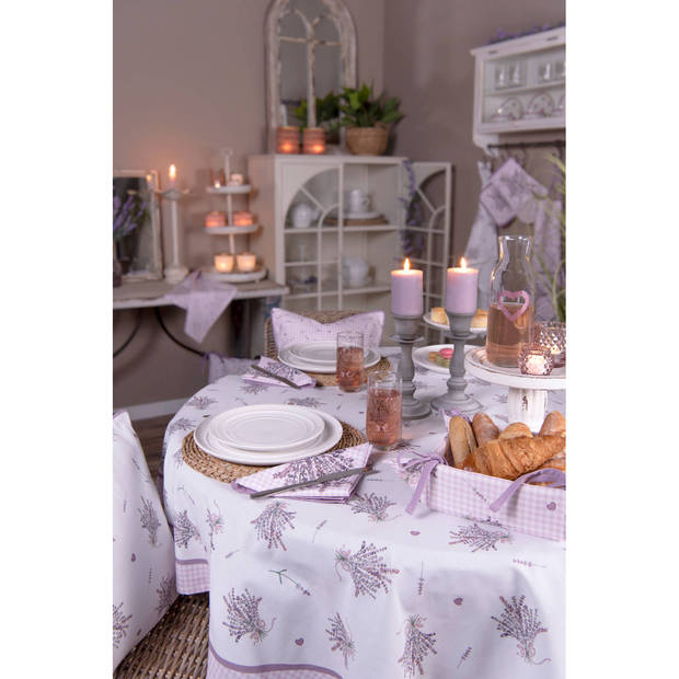 HAES DECO - Set van 6 Servetten (Textiel) - 40x40 cm - 100% Katoen - Lavender Garden