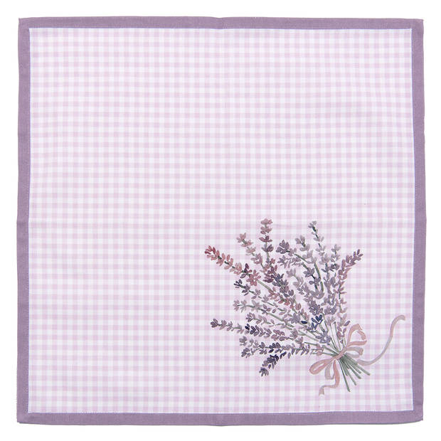 HAES DECO - Set van 6 Servetten (Textiel) - 40x40 cm - 100% Katoen - Lavender Garden