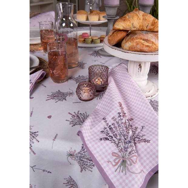 HAES DECO - Set van 6 Servetten (Textiel) - 40x40 cm - 100% Katoen - Lavender Garden