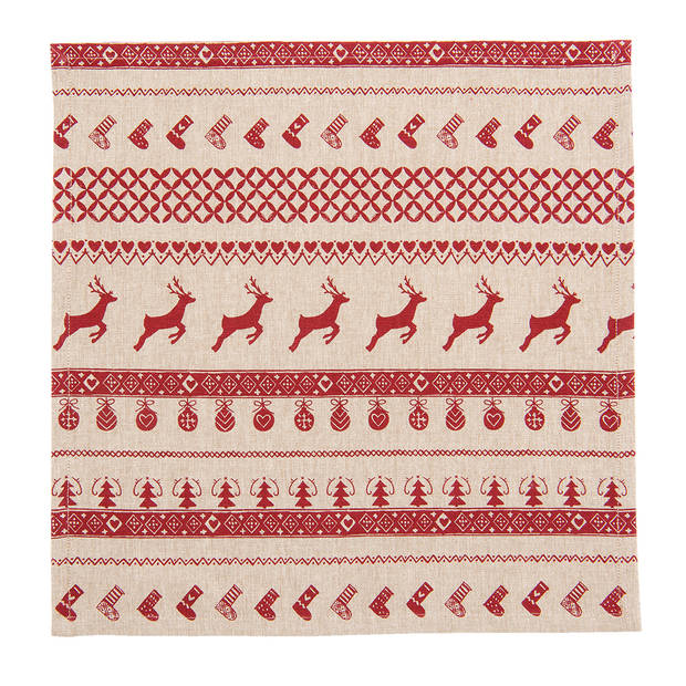 HAES DECO - Set van 6 Servetten (Textiel) - 40x40 cm - 100% Katoen - Nordic Christmas