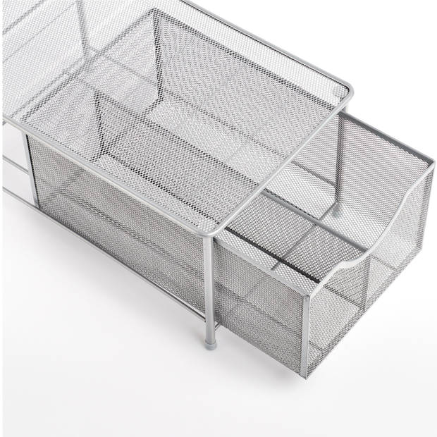 Zeller keuken/keukenkast organizer uitschuifbaar - zilver - 26 x 41 x 20 cm - metaal - Keukenkastorganizer