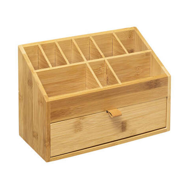 5Five Ladeblokje/bureau organizer 1x lades - bamboe hout - L26 x B12 x H18 cm - pennenbak - Ladeblok