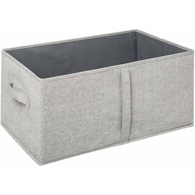 5Five Opbergdoos/box met deksel - lichtgrijs - L50 x B31 x H25 cm - Stevig karton/polyester - Opbergbox