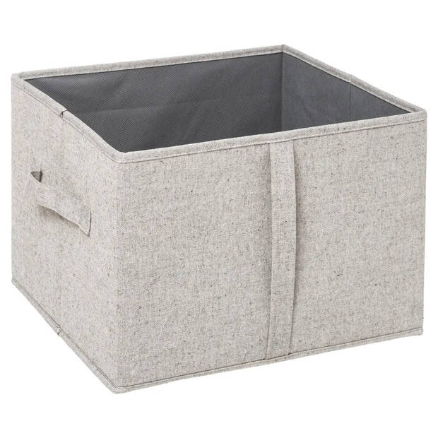 5Five Opbergdoos/box met deksel - lichtgrijs - L35 x B31 x H25 cm - Stevig karton/polyester - Opbergbox