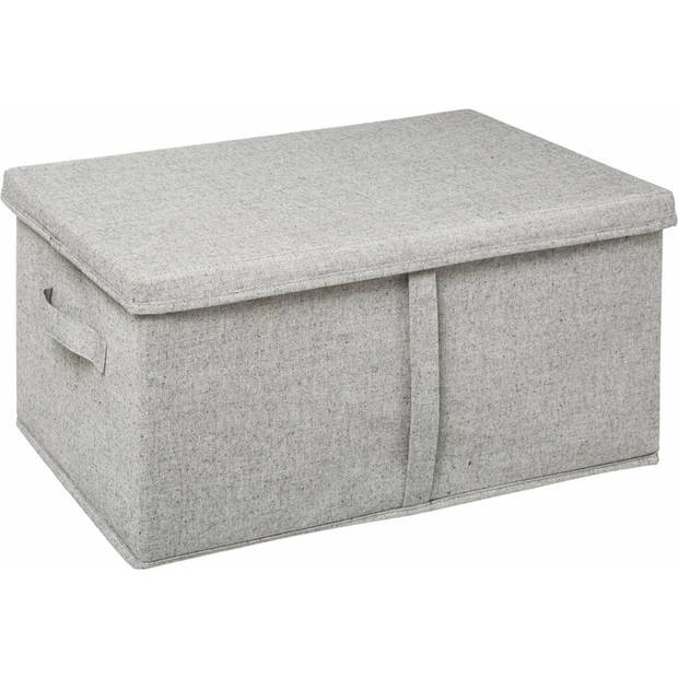 5Five Opbergdoos/box met deksel - lichtgrijs - L50 x B31 x H25 cm - Stevig karton/polyester - Opbergbox