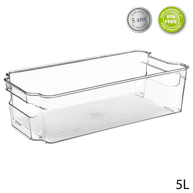 5Five Koelkast/keuken organizer - kunststof - 31 x 15 x 9 cm - Keukenkastorganizer