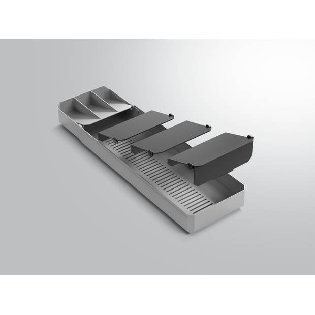 Tomado Metaltex - Verstelbare bestekbak - Grijs - 90 stukken servies - Verstelbaar & Uitschuifbaar van 40 tot 49 cm