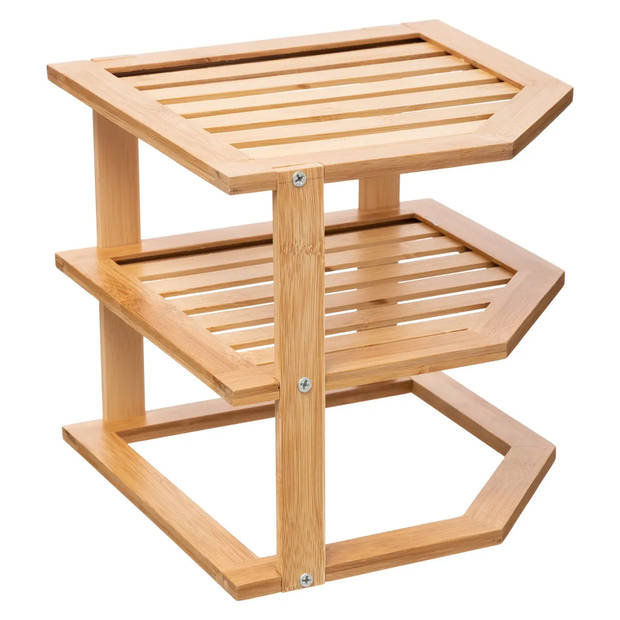 5Five keukenrek/opbergrek/aanrecht organizer - 26 x 23 x 26 cm - bamboe hout - Keukenkastorganizer