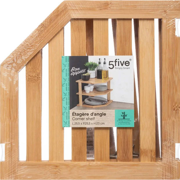 5Five keukenrek/opbergrek/aanrecht organizer - 26 x 23 x 26 cm - bamboe hout - Keukenkastorganizer