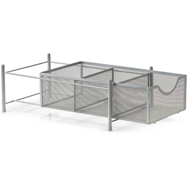 Zeller keuken/keukenkast organizer uitschuifbaar - zilver - 25 x 40 x 15 cm - metaal - Keukenkastorganizer