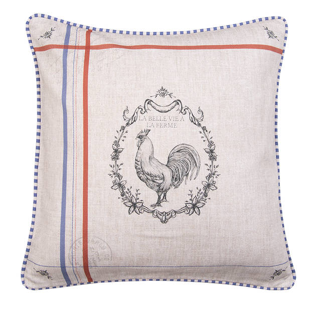 HAES DECO - Set van 2 Sierkussens - 40x40 cm - 100% Katoen - Devine French Rooster