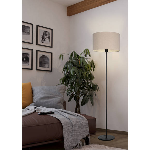 EGLO Feniglia Vloerlamp - E27 - 151 cm - Beige/Zwart - Linnen