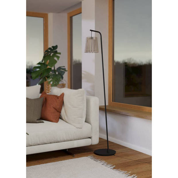 EGLO Fattoria Vloerlamp - E27 - 170 cm - Zwart/Bruin/Wit