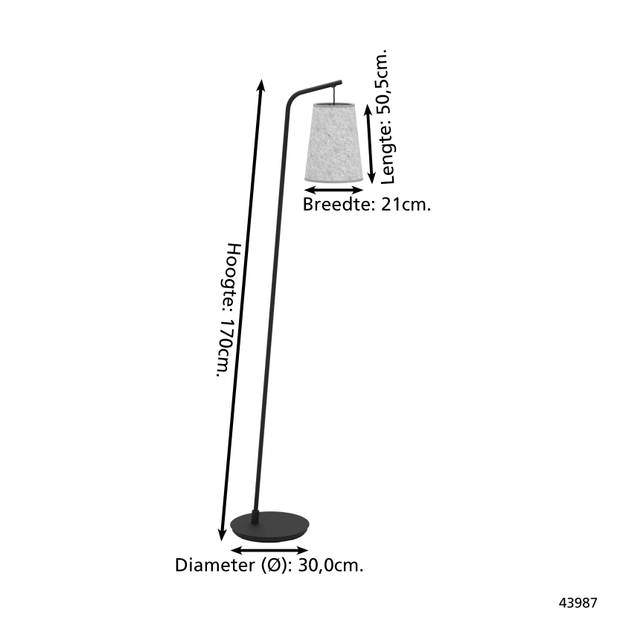 EGLO Alsager Staande lampen - E27 - Zwart