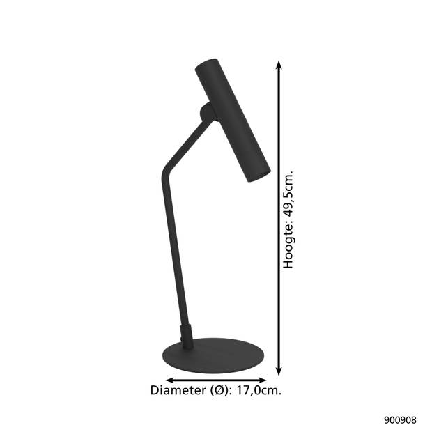 EGLO Almudaina Tafellamp - LED - 49,5 cm - Zwart - Staal