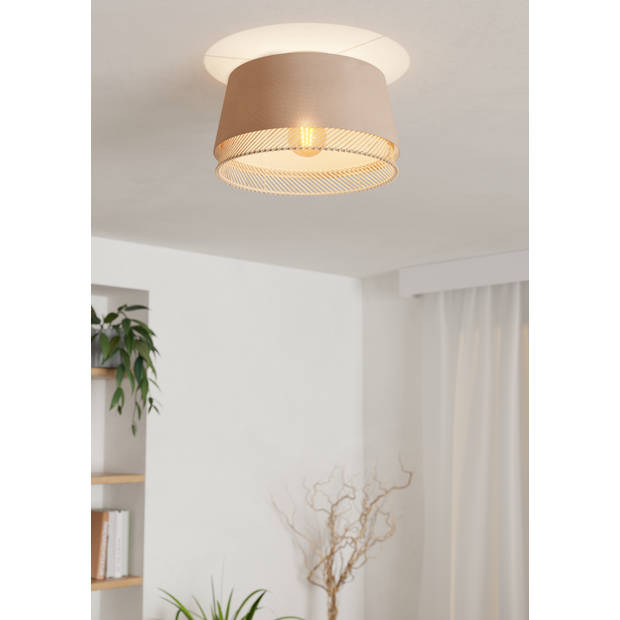 EGLO Tabley Plafondlamp - E27 - Ø 38 cm - Natuur/Bruin/Zwart - Textiel