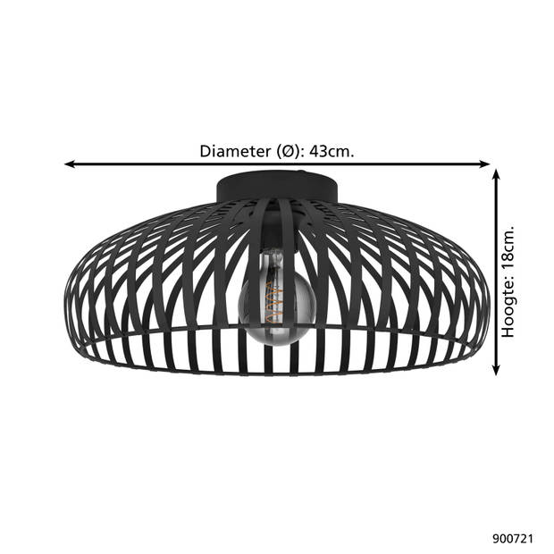 EGLO Mogano 3 Plafondlamp - E27 - Zwart