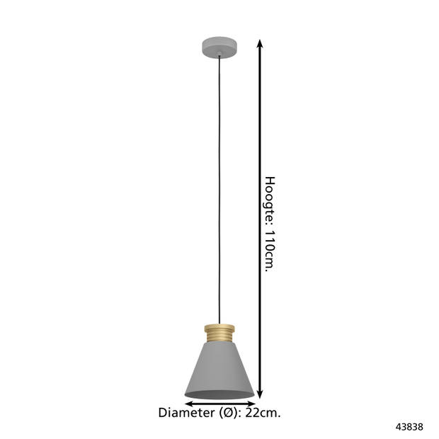 EGLO Twicken Hanglamp - E27 - Ø 22 cm - Grijs/Goud -Staal