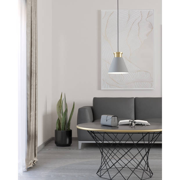 EGLO Twicken Hanglamp - E27 - Ø 22 cm - Grijs/Goud -Staal