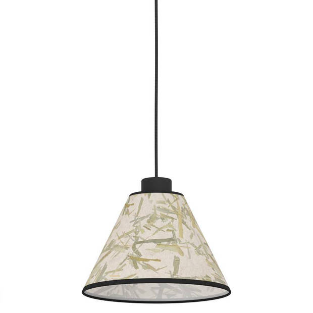 EGLO Oxpark Hanglamp - E27 - 92 cm - Zwart/Wit/Groen - Bamboe