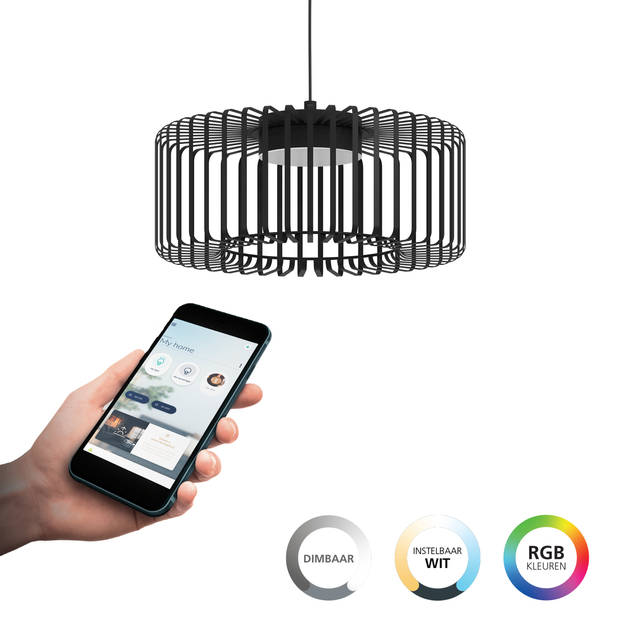 EGLO connect.z Ginestrone-Z Hanglamp - Ø 45 cm - Zwart/Wit - RGB