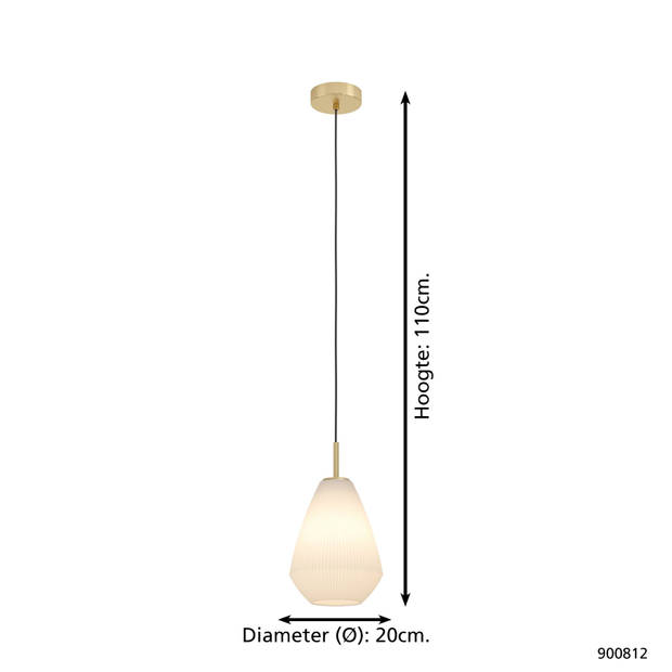 EGLO Caprarola Hanglamp - E27 - Ø 20 cm - Zand/Koper - Satijn Glas