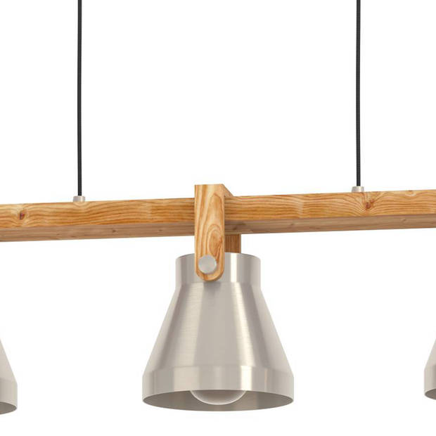 EGLO Cawton Hanglamp - E27 - 76 cm - Grijs/Bruin - Staal/Hout