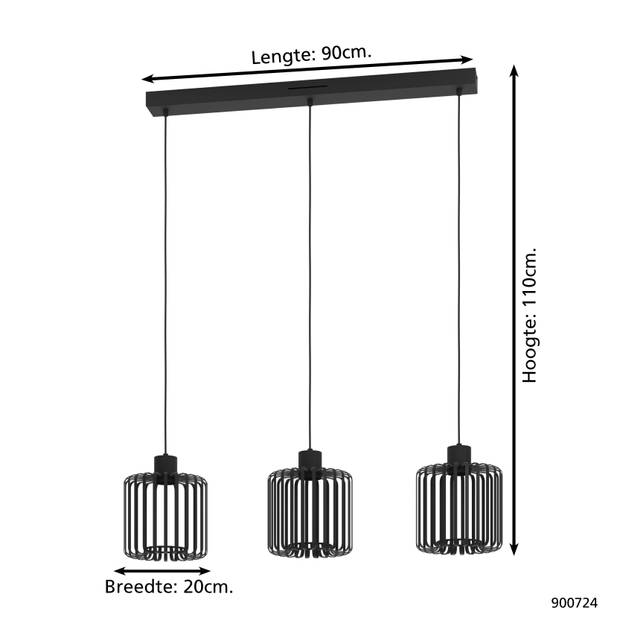 EGLO connect.z Ginestrone-Z Hanglamp - 90 cm - Zwart/Wit - RGB