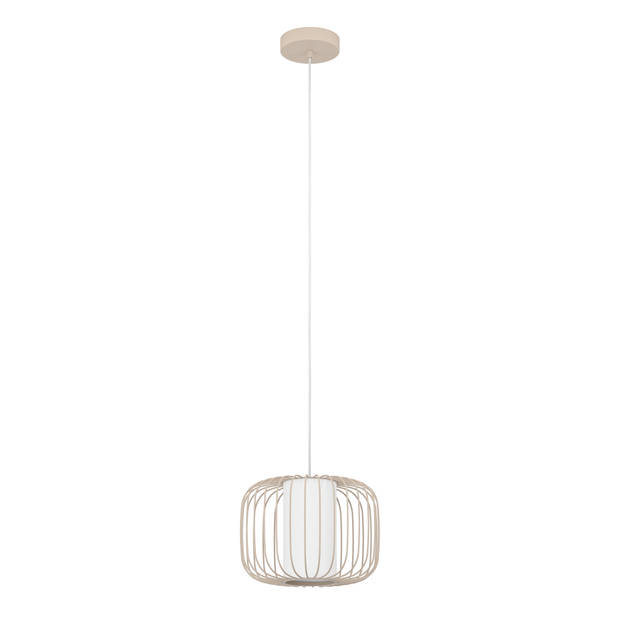 EGLO Terrarosa Hanglamp - E27 - Ø 28,5 cm - Zand/Wit - Staal/Textiel