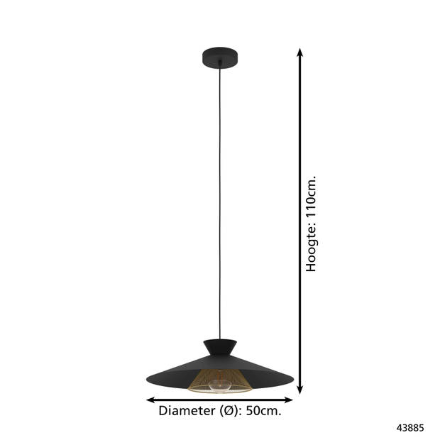 EGLO Grizedale Hanglamp - E27 - Ø 50 cm - Zwart/Goud - Staal