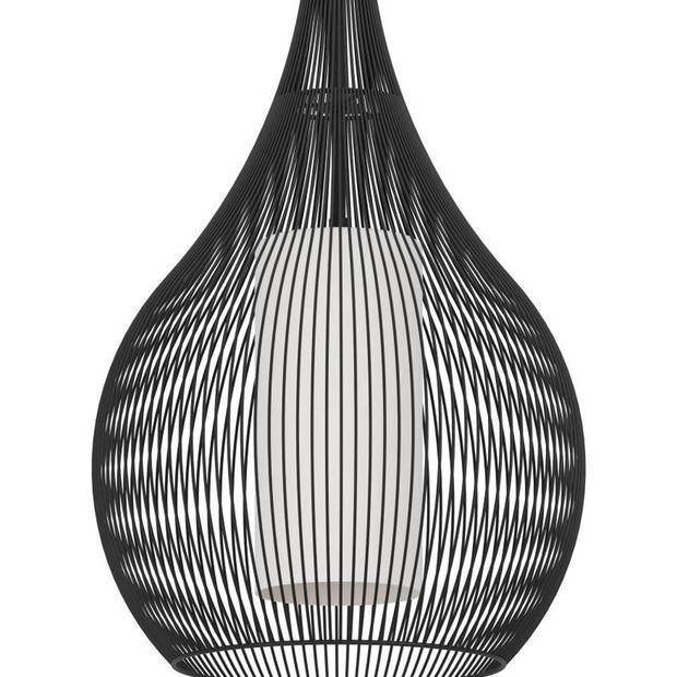 EGLO Razoni 1 Hanglamp - E27 - Ø 42,5 cm - Zwart/Wit - Staal/Glas