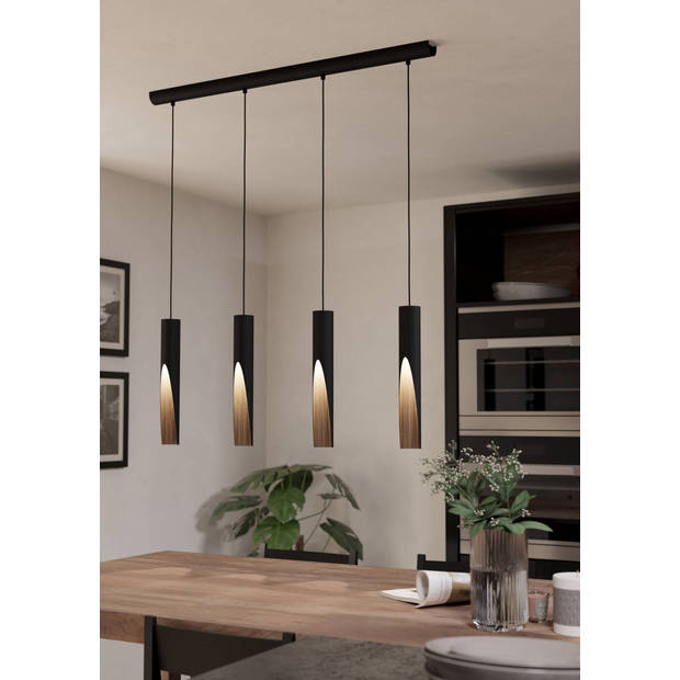 EGLO Barbotto Hanglamp - GU10 - 92,5 cm - Zwart/Bruin - Staal