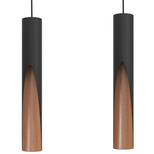 EGLO Barbotto Hanglamp - GU10 - 92,5 cm - Zwart/Bruin - Staal