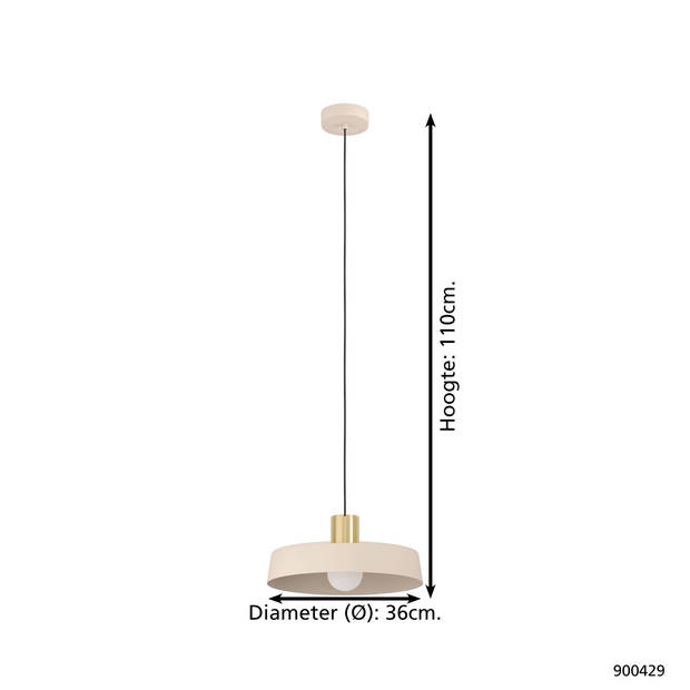 EGLO Valdiola Hanglamp - E27 - Ø 36 cm - Beige/Goud - Staal