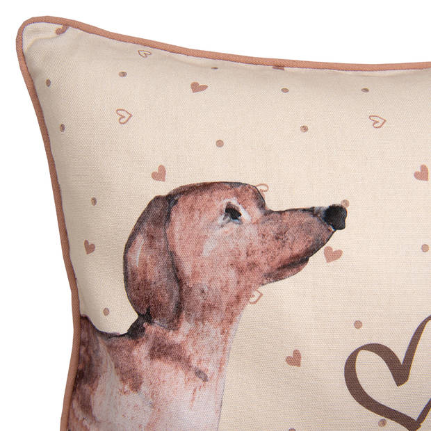 HAES DECO - Set van 2 Sierkussenhoezen - 40x40 cm - 100% Katoen - Dachshund Love