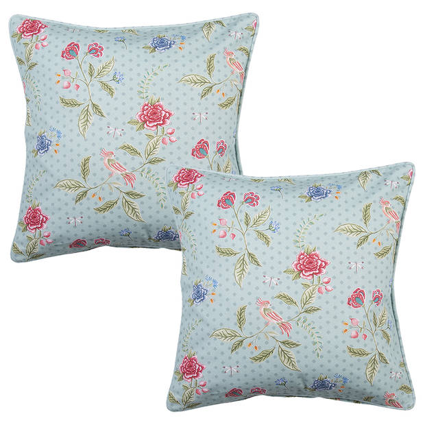 HAES DECO - Set van 2 Sierkussenhoezen - 40x40 cm - 100% Katoen - Bloom Like Wild Flowers