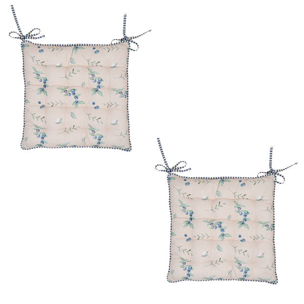 HAES DECO - Set van 2 Sierkussenhoezen - 40x40x4 cm - 100% Katoen - Blueberry Fields