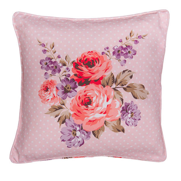 HAES DECO - Set van 2 Sierkussenhoezen - 40x40 cm - 100% Katoen - Dotty Rose