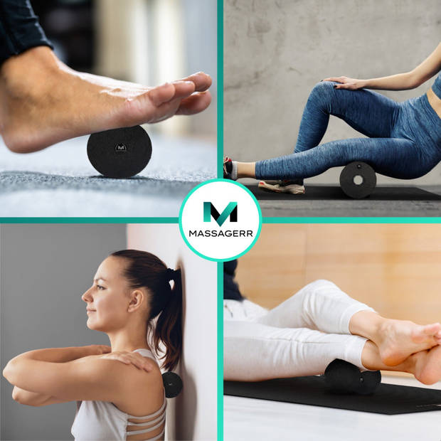 Massagerr® Box - Foamroller Set - Triggerpoint Bal & Duo Massagebal – Foam Roller Massage – Stressbal – Zwart
