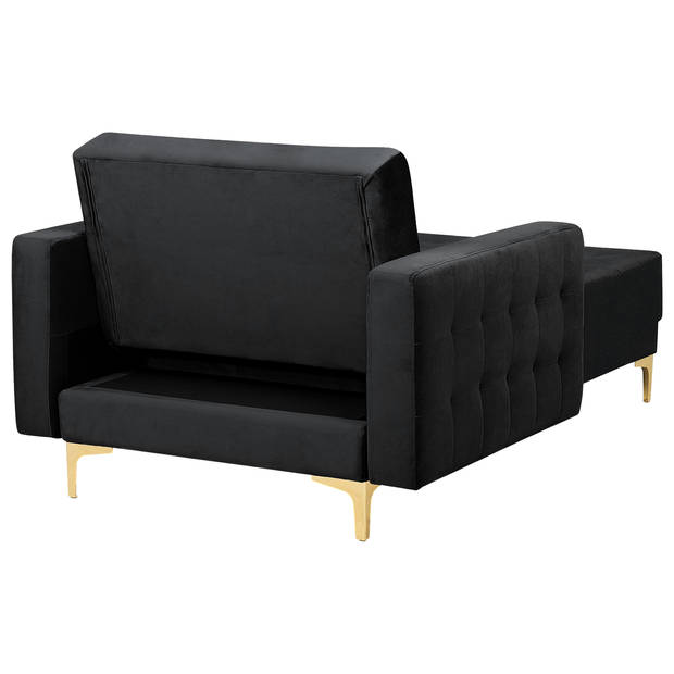 Beliani ABERDEEN - Chaise longue-Zwart-Fluweel