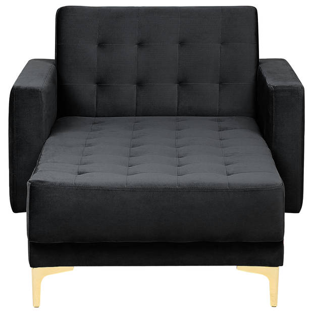 Beliani ABERDEEN - Chaise longue-Zwart-Fluweel