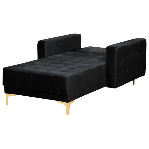 Beliani ABERDEEN - Chaise longue-Zwart-Fluweel