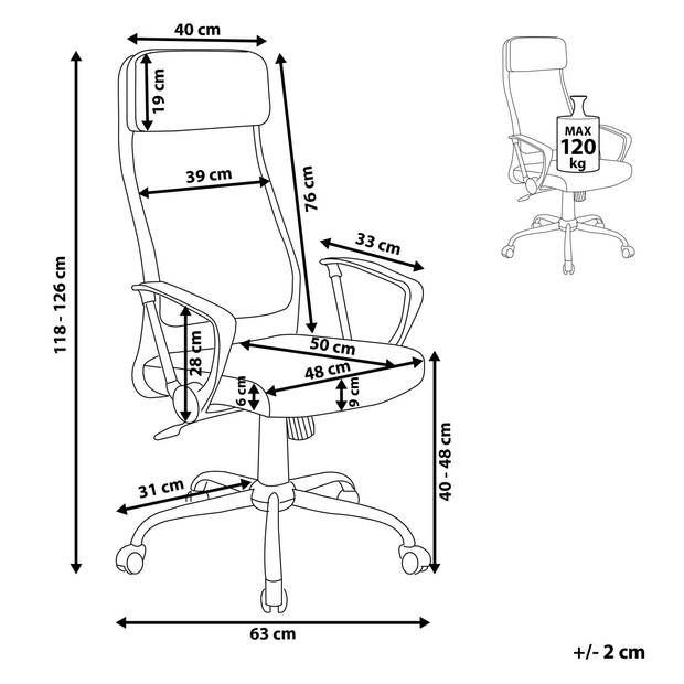 Beliani PIONEER - Bureaustoel-Zilver-Polyester