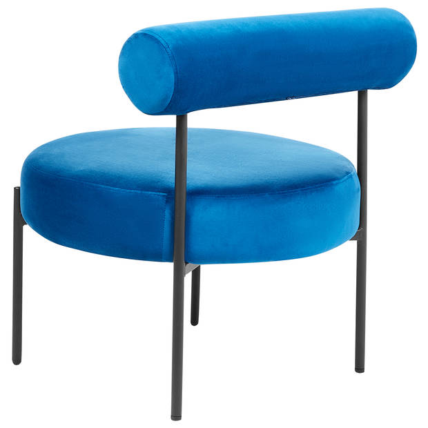 Beliani ALPHA - Fauteuil-Blauw-Fluweel